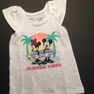 Girls Minnie Mickey Tank Top Size 24M White NEW Disney Free Shipping